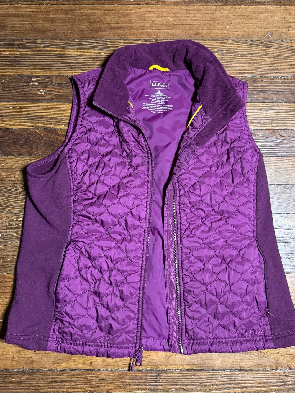LL Bean Thinsulate Vest Quilted Full Zip Stretch Violet Insulated Women Size XL